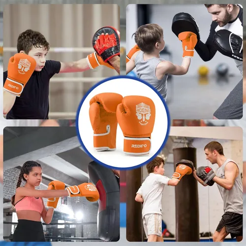 Vista 7 de Guantes de Boxeo para Niños, Guantes de Entrenamiento de Espuma de Esponja para Sparring, Boxeo Tailandés Kick Boxing para Niños y Jóvenes