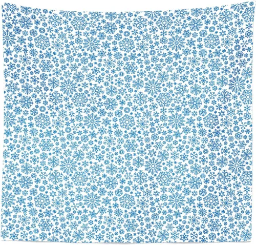 Vista 5 de Lunarable Snowflake Tapestry, Christmas Different Shapes Snowflakes Pattern Winter Frosty Arctic Print, Fabric Wall Hanging Decor for Bedroom Living
