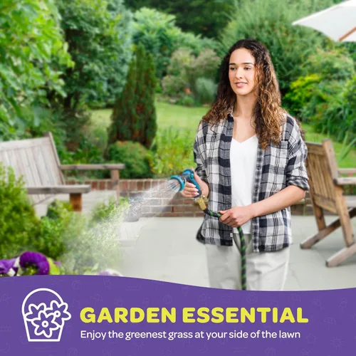 Vista 2 de Boquilla de manguera [azul] Rociador de manguera resistente con 10 patrones de riego ajustables. Diseño de control de pulgar, cómodo agarre