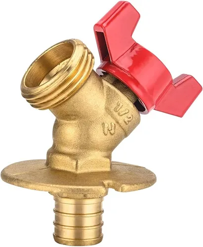 Vista 8 de EFIELD Paquete de 5 válvulas de 1/4 de vuelta Sillcock Hose Bibb con brida 1/2 pulg. Entrada de crimpado Pex x 3/4 pulg. Salida MHT