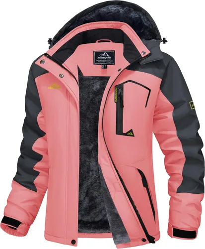 Vista 8 de MAGCOMSEN Chaqueta de Esquí para Mujer Impermeable Aislada Chaqueta de Nieve Cálida Resistente al Viento Abrigos de Invierno con Capucha Chaqueta