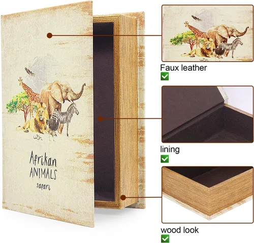 Vista 4 de PACOLO Cajas decorativas para libros, madera sintética con tapa magnética para guardar joyas ocultas, dinero y dinero en efectivo