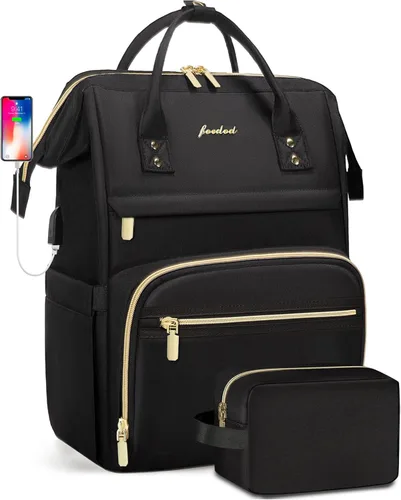 Vista 11 de FOCDOD - Mochila para laptop de mujer, para trabajo - Compatible con laptops de 15.6 pulgadas con compartimento para computadora, impermeable