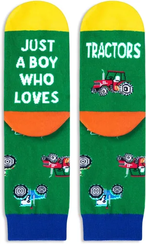 Vista 2 de HAPPYPOP Train Gifts Tractor Gifts for Boys - Funny Railroad Transportation Socks for Kids 7-9 Years Old