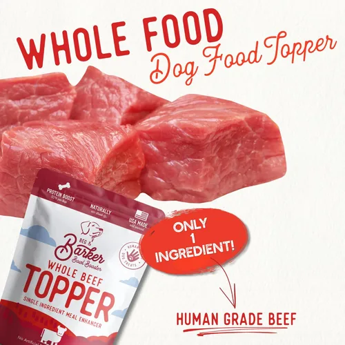 Vista 3 de Beg & Barker Toppers de comida para perros de carne de res (8 onzas, paquete de 1) – 100% hecho en Estados Unidos para comida de un solo ingrediente