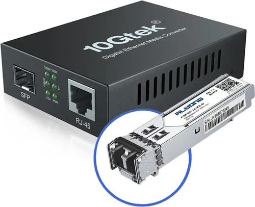 Vista 9 de Convertidor de medios SFP+ 10G (kit #33) con transceptor de fibra 10GBase-T Alcance 98.4 ft y módulo de fibra 10GBase-LR (6.2 mi, SMF, 1310 nm)