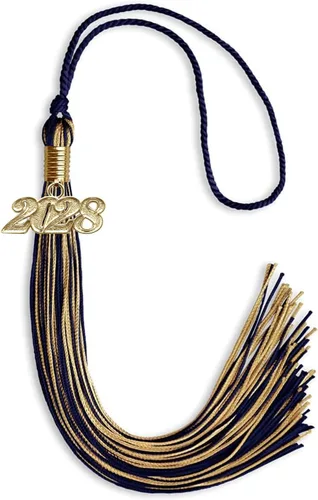 Vista 327 de Endea Graduation - Borla de doble color mixto con fecha dorada (negro/dorado antiguo, 2021)