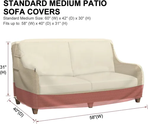 Vista 2 de Funda resistente para sofá de patio de 2 plazas, funda impermeable para muebles de patio para sofá biplaza