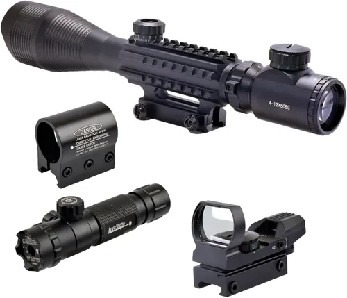Vista 8 de Rifle Optics Red Dot Laser 4-12x50 Illuminated Scope Combo with 4 Reticle Red Green Reflex Sight, Green Dot Laser Sight