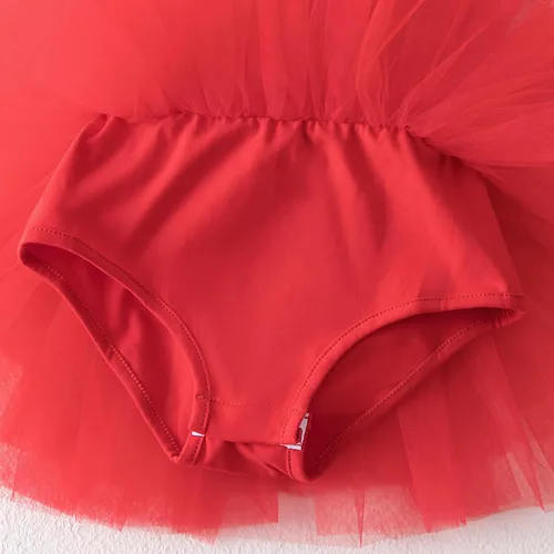 Vista 3 de Vestidos tutú de baile para niñas, con mangas con volantes, entrepierna a presión, leotardos de ballet