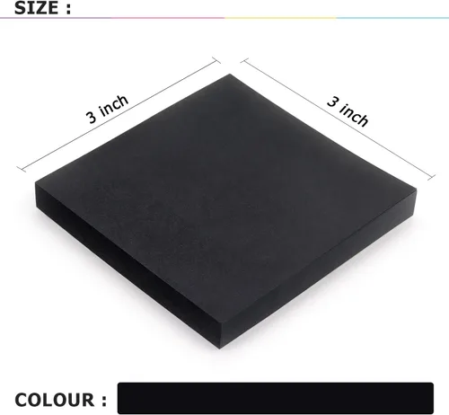 Vista 3 de Notas adhesivas 3x3 Notas autoadhesivas Colores brillantes Notas adhesivas 4 blocs 90 hojas/bloc (negro)