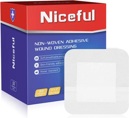 Vista 9 de Niceful 50 piezas de apósito de gasa adhesiva de 2"x3", apósito de herida resistente al agua, apósito de grado médico estéril y absorbente