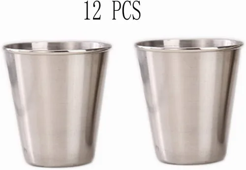 Vista 4 de Yansanido 12 vasos de acero inoxidable de 1 onza (1.0 fl oz) para beber cerveza y vino (paquete de 12, 1 onza)