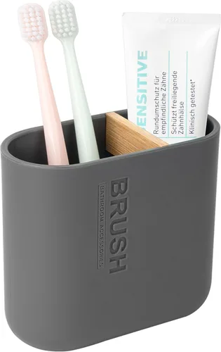 Vista 11 de Portacepillos de dientes de bambú, soporte para cepillo de dientes eléctrico, organizador de almacenamiento para baño de encimera para pasta