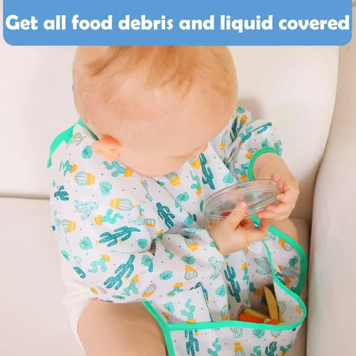 Vista 7 de Lictin Long Sleeve Bibs 5 Pack - Baby Bibs for Girl or Boy, Reusable Infant for Feeding Teething or Weaning