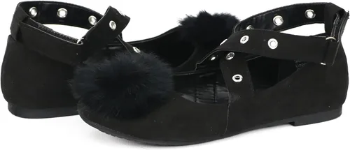 Vista 5 de Olivia Miller Bailarinas para niñas de 11 a 5 años con pompón mullido y correa de tobillo, para niños pequeños y grandes