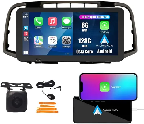 Vista 11 de Kunfine Coche CarPlay Android Navegación Automática Estéreo GPS Radio Reverse Cámara Pantalla 10.33 "QLED Pantalla Táctil Headunit Tablet Pad Media