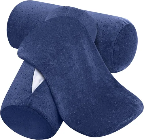 Vista 9 de Remerry 2 fundas de almohada cervical de terciopelo de 16 x 6 pulgadas con cremallera, solo fundas de almohada de cuello redondo, fundas de almohada