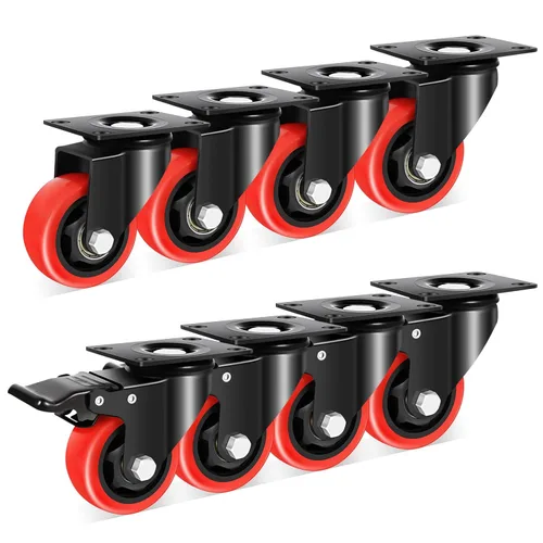 Vista 9 de Nefish - Juego de 4 ruedas de 2 pulgadas, ruedas de placa superior resistentes con freno 600 Lbs, ruedas de bloqueo dobles para muebles, ruedas