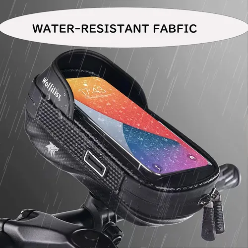 Vista 4 de WOLFILIST Soporte de teléfono impermeable para bicicleta, soporte de pantalla táctil para teléfonos de 7 pulgadas, rotación de 360° y bolsa
