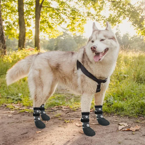 Vista 6 de KOOLTAIL Calcetines Antideslizantes para Perros para Pavimento Caliente/Frío para Evitar que Lamen las Patas, Botines para Suelos de Madera Dura