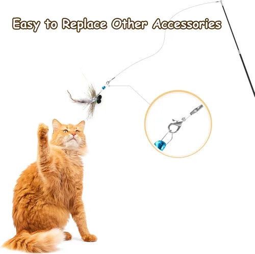 Vista 5 de ORSDA Juguetes para gatos, juguete de plumas para gatos para perseguir y hacer ejercicio