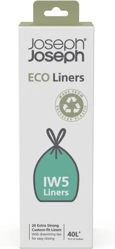 Vista 12 de Joseph Joseph Eco Liners IW8 - Bolsas de basura de plástico reciclado ecológico para cocina y baño, con cintas de amarre y asas con cordón