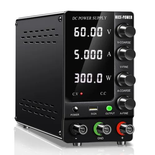 Vista 11 de NICE-POWER Fuente de alimentación CC variable 30V 10A, fuente de alimentación de banco de CC regulada ajustable con interruptor Blanco