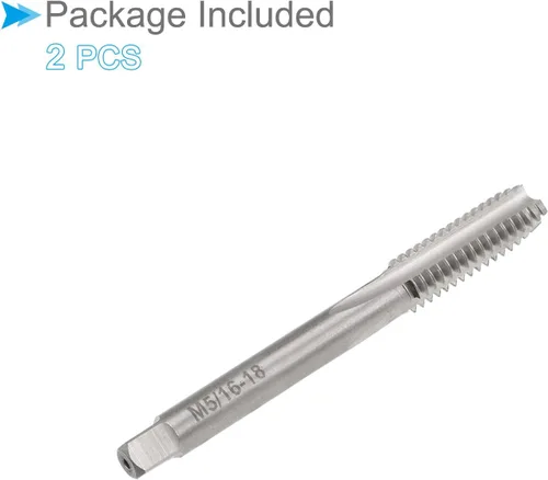 Vista 5 de Machos de fresado de rosca, rosca 5/16-18 H2, máquina de acero de alta velocidad 3 flautas rectas, herramienta de roscado de tornillo