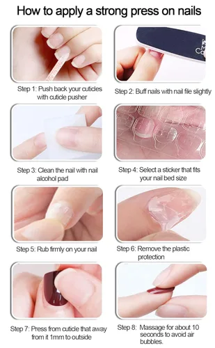 Vista 5 de Lovful Uñas postizas cuadradas largas hechas a mano, uñas postizas acrílicas transparentes francesas con diamantes de imitación, uñas postizas