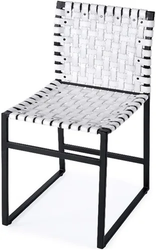 Beaumont Lane Silla auxiliar contemporánea de cuero tejido de 25" en blanco