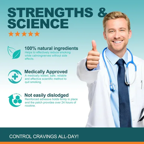 Vista 2 de Parches de nicotina Paso 3 Fácil y eficaz ayuda a dejar de fumar, 7 mg, 30 parches de ayuda para dejar de fumar, cada parche proporciona un sistema