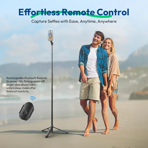 Vista 6 de ULANZI TT88 - Trípode magnético para iPhone 17, palo selfie extensible de 57 pulgadas con control remoto, clip de teléfono 2 en 1 y soportes dobles