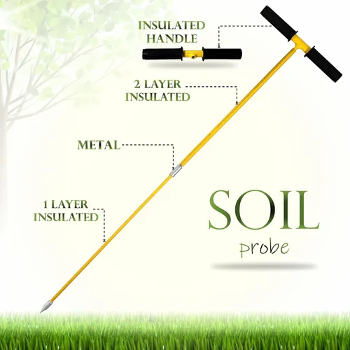 Vista 2 de FEBTECH Sonda de tierra de metal con mango en T – 36 pulgadas de largo total 3/8 pulgadas de largo con aislamiento de sonda de tanque séptico