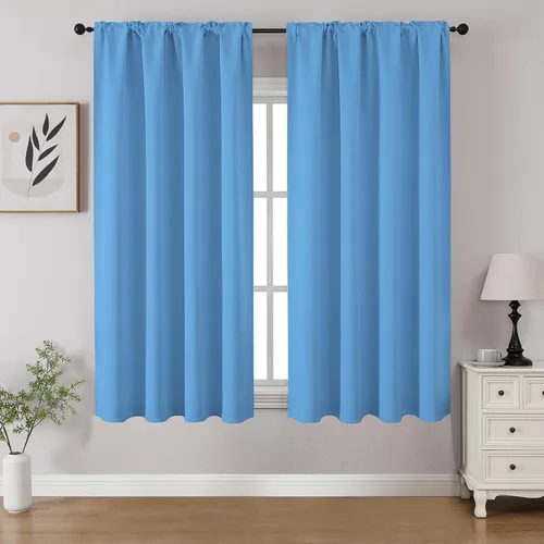 Vista 93 de CUCRAF - Cortinas opacas beige de 45 pulgadas, juego de 2 paneles con bolsillo para barra, cortinas para oscurecer dormitorios y sala de estar