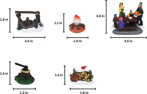 Vista 6 de Juego de 5 figuras de escena de picnic para pueblo de Navidad, complemento perfecto para tus decoraciones de interiores de Navidad y exhibiciones