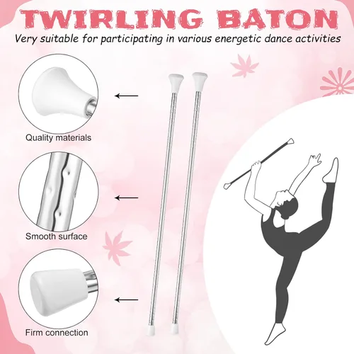 Vista 2 de HyDren Bastón giratorio unisex para gimnasia, baile, banda de metal para desfile, para espectáculos de talentos, danza artística