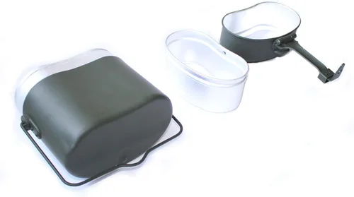 Vista 4 de ANQIAO Green Collectibles WWII WW2 German M31 Mess Kit de lata con correa de cuero 3 piezas en 1