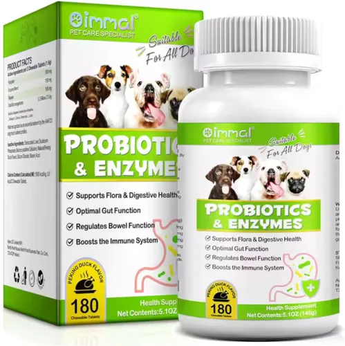 Suplemento de probióticos para perros - Enzimas digestivas con prebióticos para la salud intestinal - Anti diarrea, apoyo intestinal e inmunidad -