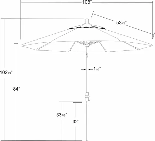 Vista 6 de California Umbrella paraguas de tela Olefin de 9 pies de fibra de vidrio de elevación basculante mercado de aluminio, paraguas con poste de bronce