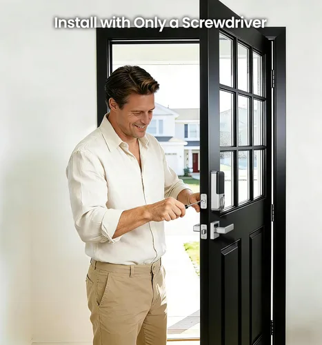 Vista 15 de Veise VE07-L - Cerraduras inteligentes con control de aplicación de huellas dactilares con asas de aleación de zinc de alta resistencia, entrada sin