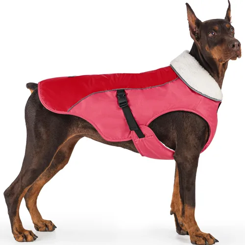 Vista 16 de EMUST Chaqueta de invierno para perro, acogedora chaqueta de perro resistente al viento para clima frío, chalecos de mascotas de color sólido