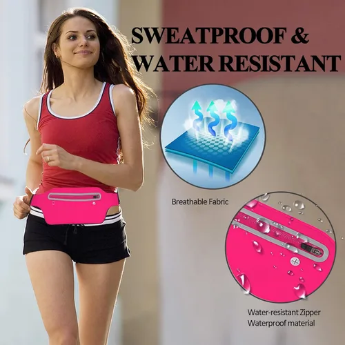 Vista 5 de Riñoneras para mujer, riñonera impermeable para hombres, rosado (2-Pink), Talla única, Viajes deportivos