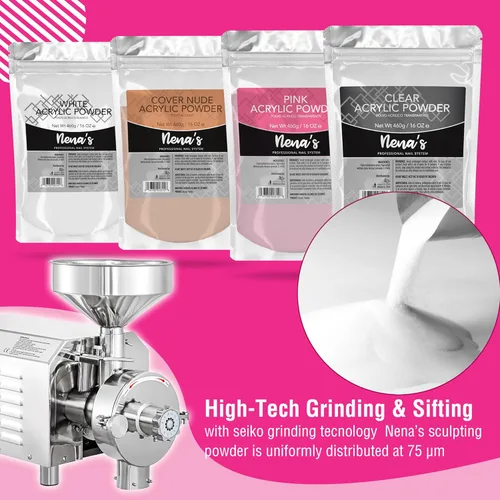 Vista 5 de Nena's Superior - Polvo para esculpir profesional acrílico para uñas, color rosa medio, 16 onzas, 16.23 oz (rosa)