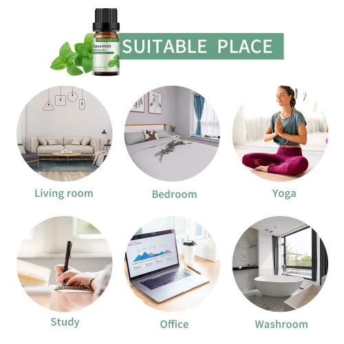 Vista 5 de GREENSLEEVES Aceite esencial de menta verde 0.3 fl oz, aceites difusores orgánicos 100% puros para masajes