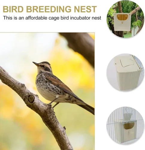 Vista 8 de TEHAUX Bird Nest Breeding Box, Plastic Finch Nest House Hanging Bird Hut Parakeet Nesting Box Bird Cage Mounted for Small Cockatiel Conure Parrot