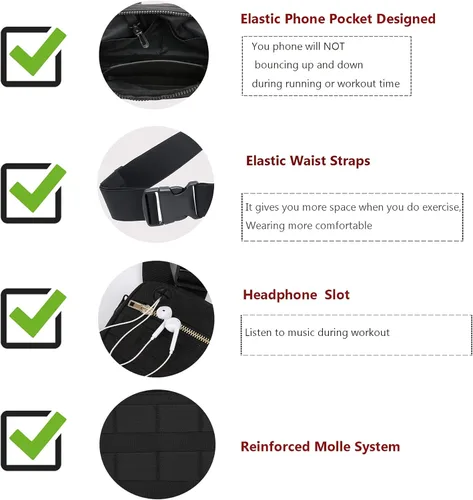 Vista 4 de Muserise Bolsa de pecho al aire libre para hombres, paquete de pecho EDC con soporte para teléfono integrado, bolsa ligera para el pecho