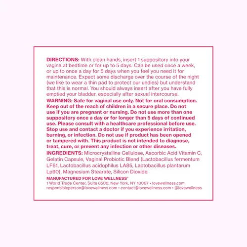 Vista 7 de Love Wellness The Killer & Flora Power Dúo de supositorios vaginales con ácido bórico, probióticos y vitamina C Apoya el equilibrio del pH