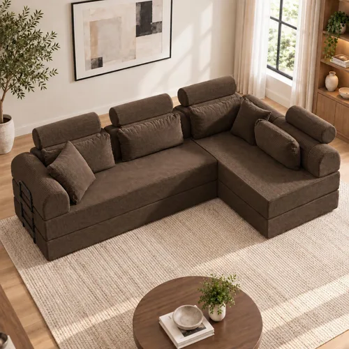 Sofá modular deshuesado en forma de L de 106 pulgadas, sistema de 2 piezas (2 x 70.87 pulgadas), sofá modular convertible a sofá recto de 141.7