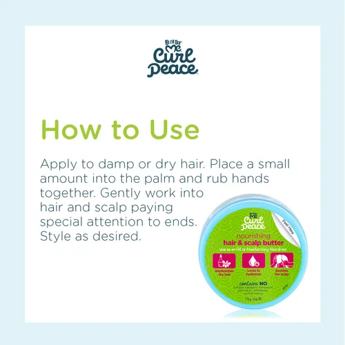 Vista 5 de Just For Me Curl Peace - Mantequilla nutritiva para el cabello y el cuero cabelludo, hidrata y calma, contiene aceite de semilla de uva, manteca
